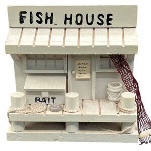 Vintage Wood Fish House Naples Florida 6 Coasters Complete Set Nautical Beachy